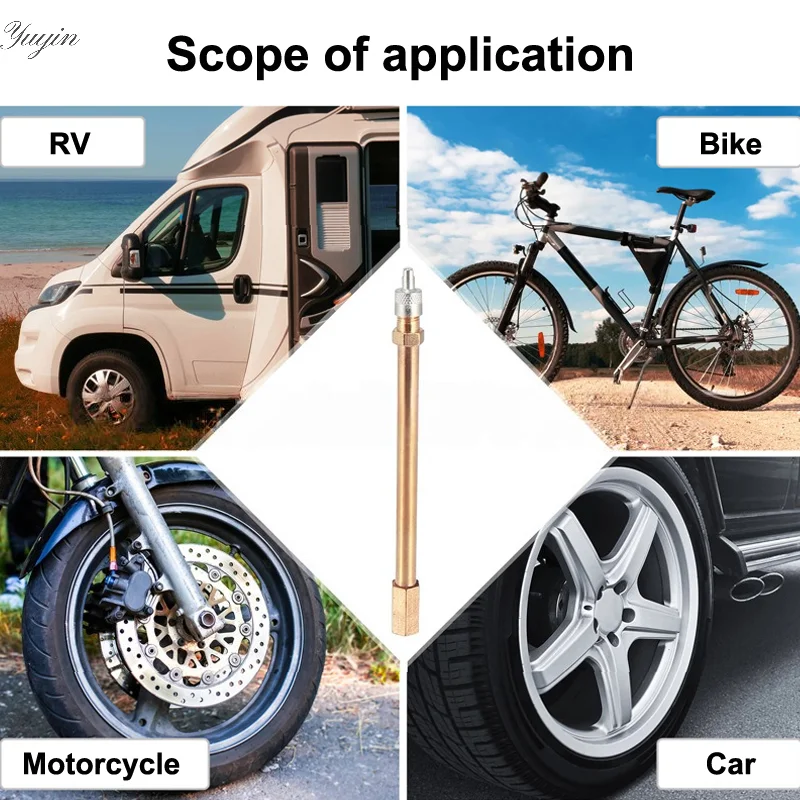 1Pc Car Auto Truck Brass Wheel Tire Valve Cap Tyre Stem Extension Pole Extender Steamboat Inflation Valve Stems Auto Accessory