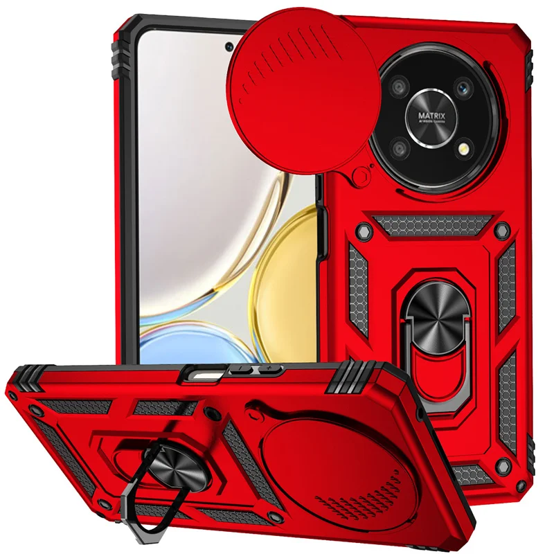 Shockproof Armor Ring Phone Case with Lens Protection for Honor Magic4 Lite 5G and X9