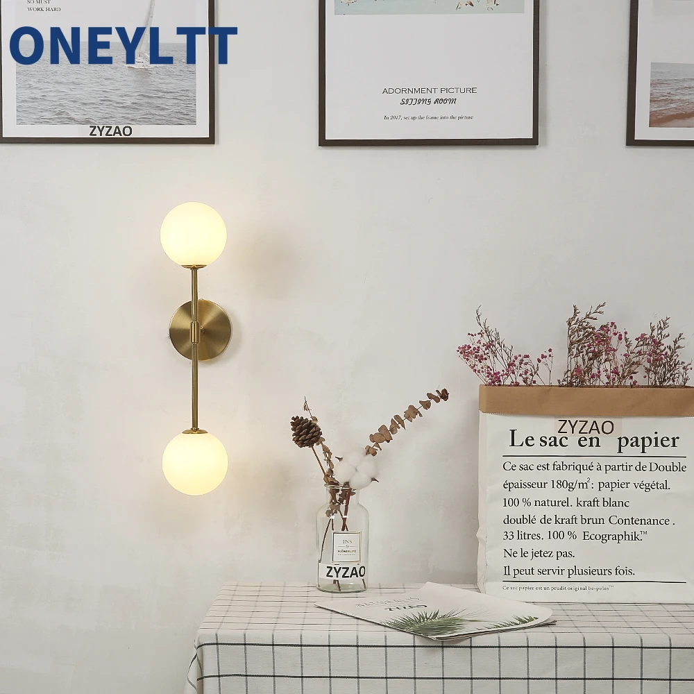 

Wall lamp, iron art glass, Nordic light luxury creative living room, bedroom, bedside bathroom, mirror front lamp