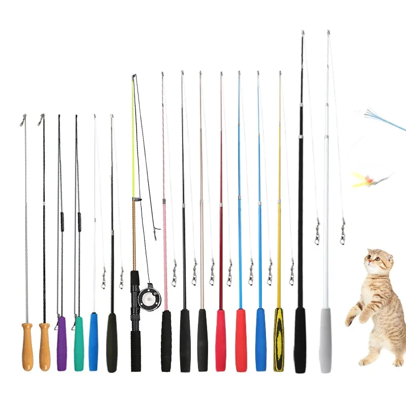 Cat Teaser Wands Three-section Telescopic Fishing Pole Wand Kitten Funny Catcher Teaser Stick Rod Interactive Stick Teaser Toys Cat Teaser Wands Three-section Telescopic Fishing Pole Wand Kitten Funny Catcher Teaser Stick Rod Interactive Stick Teaser Toys