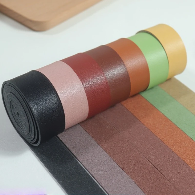 2.5cmx2m 롤 PU 가죽 스트립 디스트레스드 패턴 소프트 DIY 재료 1.8mm 두께 에징 스트립 소가죽