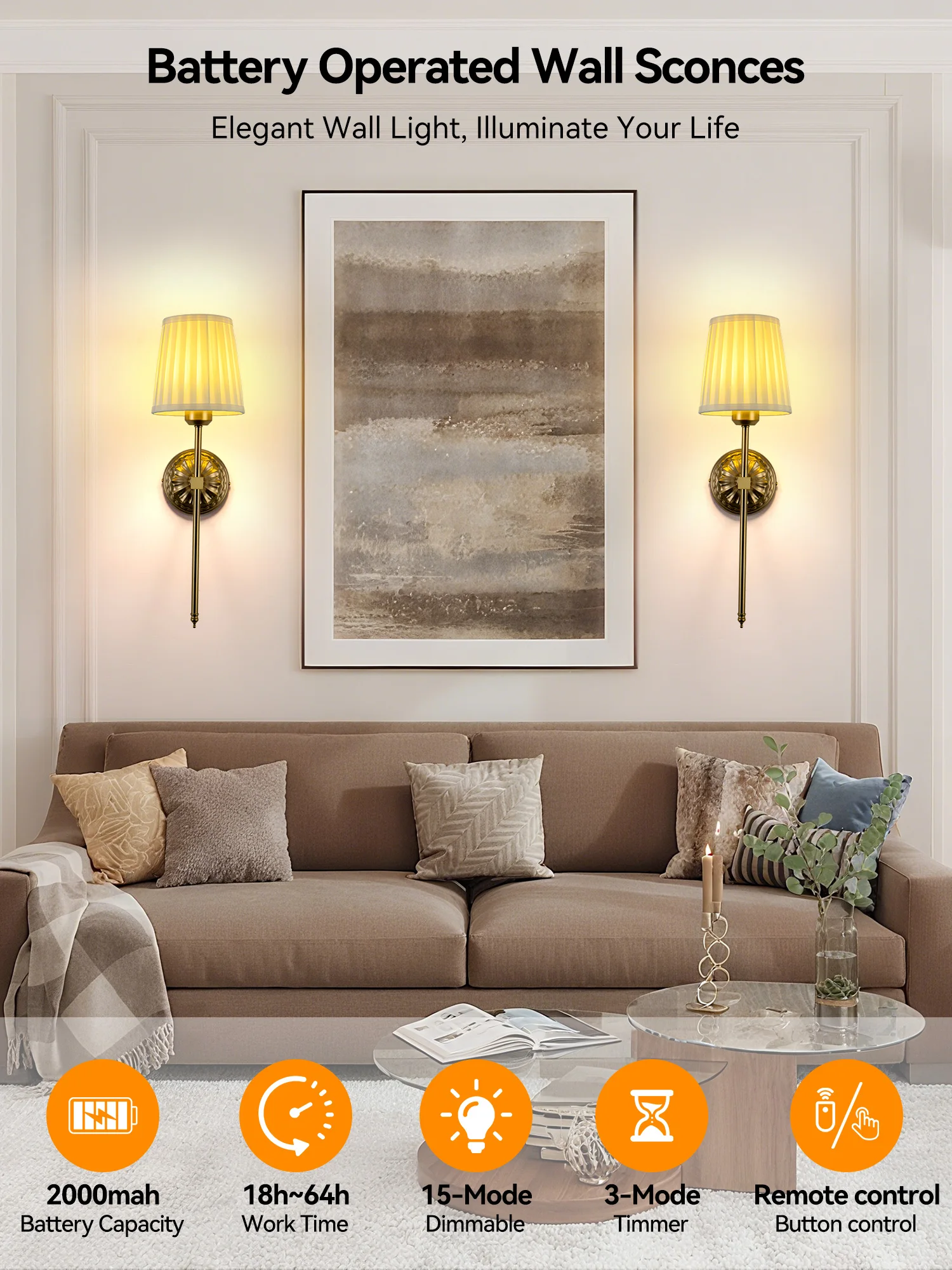 مصباح جداري لاسلكي LED بتحكم