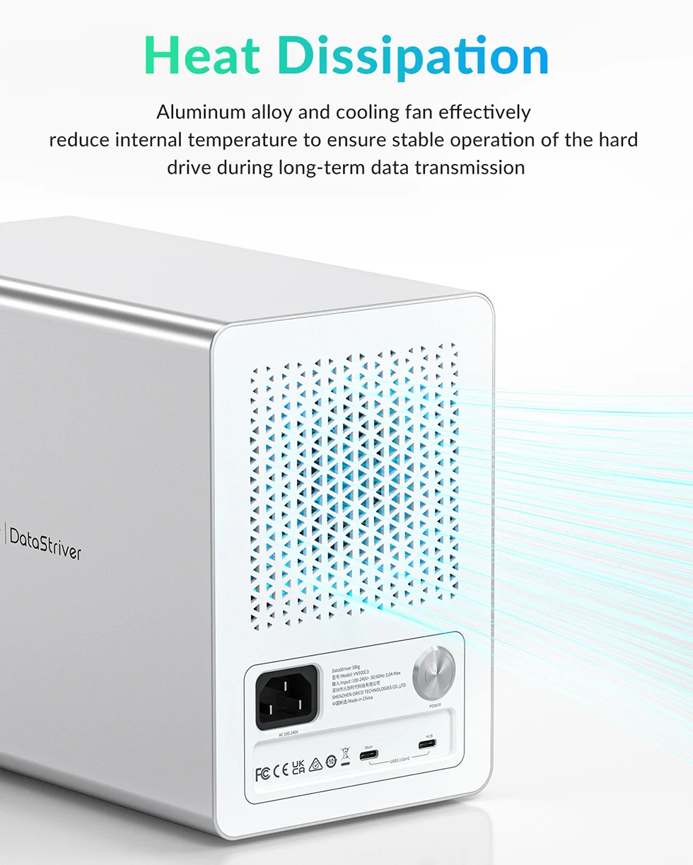 Yottamaster 2.5"3.5"inch 10Gbps SATA HDD SSD Enclosure Type C HD External Case USB3.1 Daisy Chain Hard Drive Storage Box for MAC