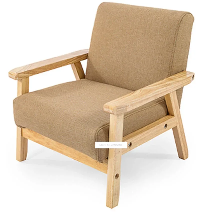 Children Sofa Girl Boy Sofa Chair Solid Wood Soft Fabric Seat Kindergarten Baby Learning Watching TV Leisure Single Chair