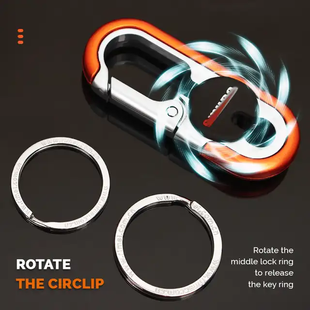 Férfi Kulcstartó Rozsdamentes Acél Csat Kültéri Karabiner Hegymászó Szerszámok Dupla Gyűrűs Autó Tartós - Image 6