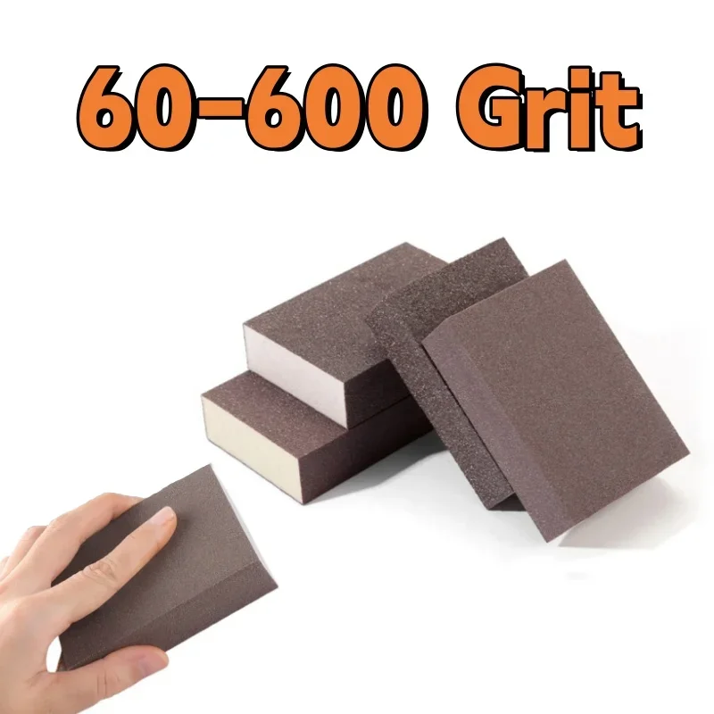 1/2/5 pieces of sponge sanding block 60-600 grit sponge brush wall grinding removal of deposits for wooden furniture metal polishing
