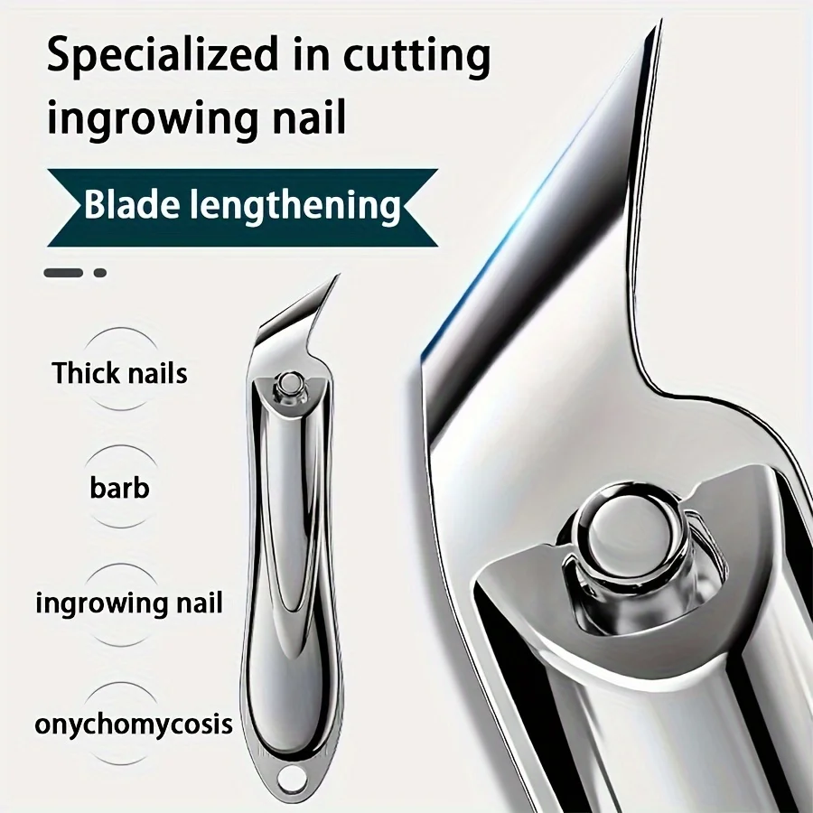 5-in-1 Professional Stainless Steel Nail Clipper Kit, Concave Blade Edge, Oblique Clippers, Nail File