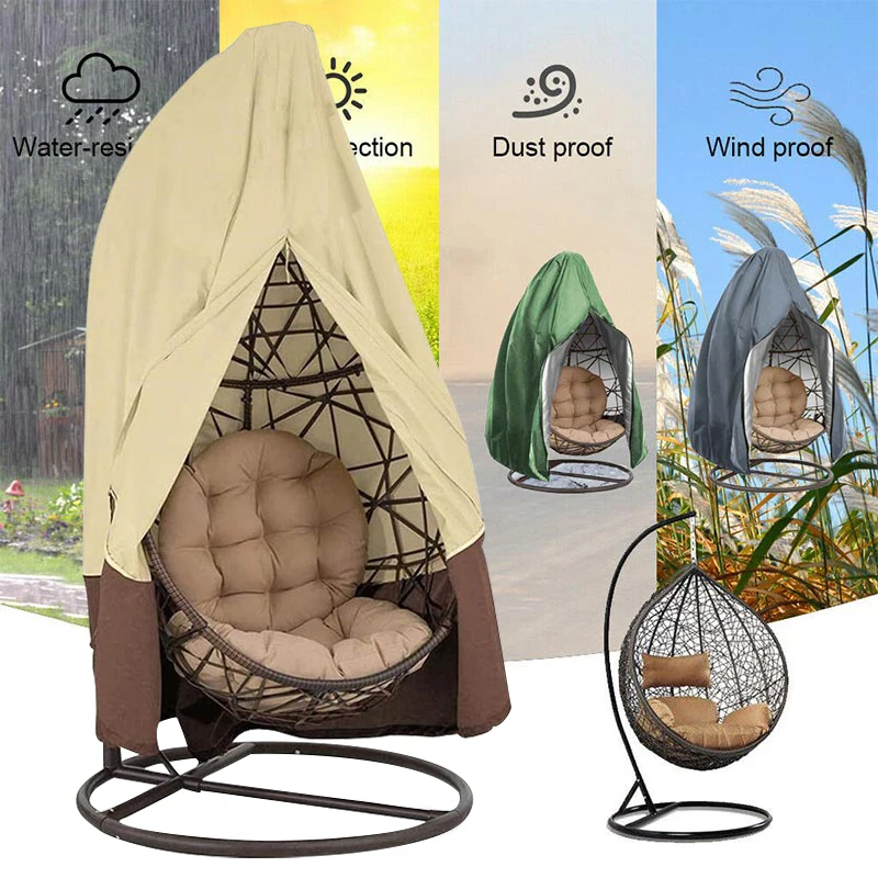 Hanging Swing Egg Chair Dust Cover With Zipper Anti UV Sun Protector Cover Garden Patio Waterproof Rattan Seat Furniture patio furniture cover chair dust cover