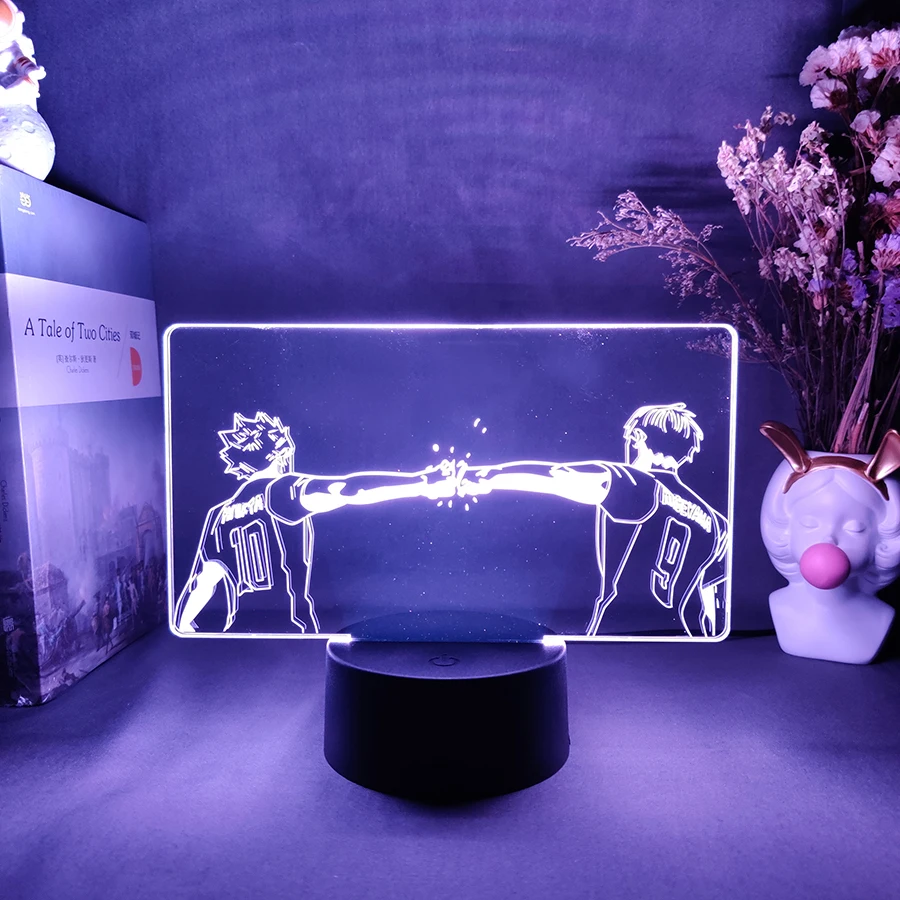 

Hinata Shoyo kageyama tobio Anime Lamp Manga Haikyu 3D LED Night Light Room Decor Cute Birthday Color Gift LED Kid Love Present