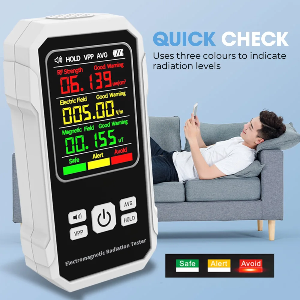 3in1 EMF Meter Electric Field Magnetic Field RF Radiation Detector Electromagnetic Radiation Tester Radio Frequency Detect Meter 3