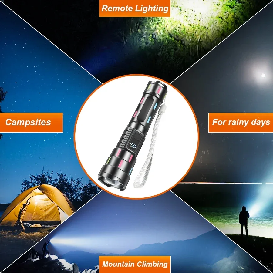 Description Picture 5 of itemSuper Bright Spotlight Long Range Flashlight Tactical Zoomable Emergency Torch USB C Charging 72H Endurance with Power Indicator