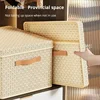 1pc Fabric Foldable Clothes & Quilt Storage Box With Lid Thickened PP Plate For Household & Dormitory Use 2