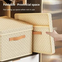 1pc Fabric Foldable Clothes & Quilt Storage Box With Lid Thickened PP Plate For Household & Dormitory Use 2