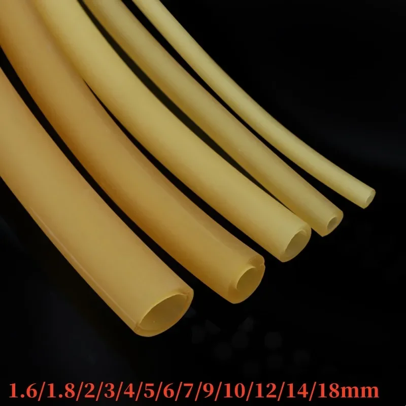 Yellow Nature Latex Rubber Hoses 1/5M ID 1.8 2 3 4 5 6 9 10 12mm High Resilient Elastic Surgical Medical Tube Slingshot Catapult