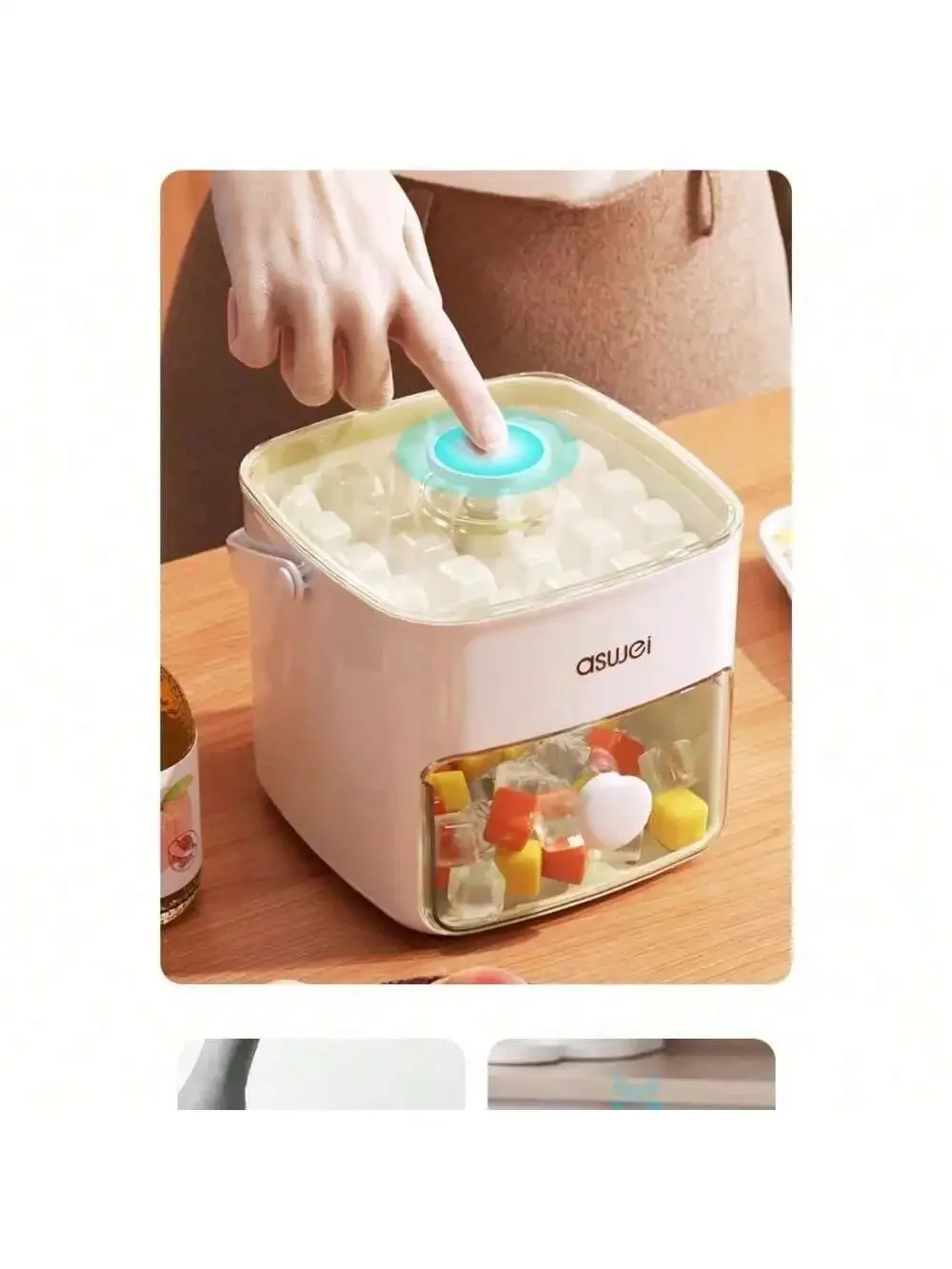 1pc Large Ice Cube Maker with Storage Bucket-Food-Grade Plastic, Easy Press Design for Perfect Sphere Ice Cubes
