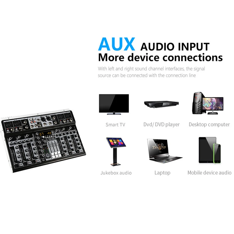 Audio Mixer Sound Card Audio Interface Professional 4 6 8 Channel Bluetooth Audio Mixer Sound Mixing Console Audio Interface USB Sound Card For Computer Home Karaoke