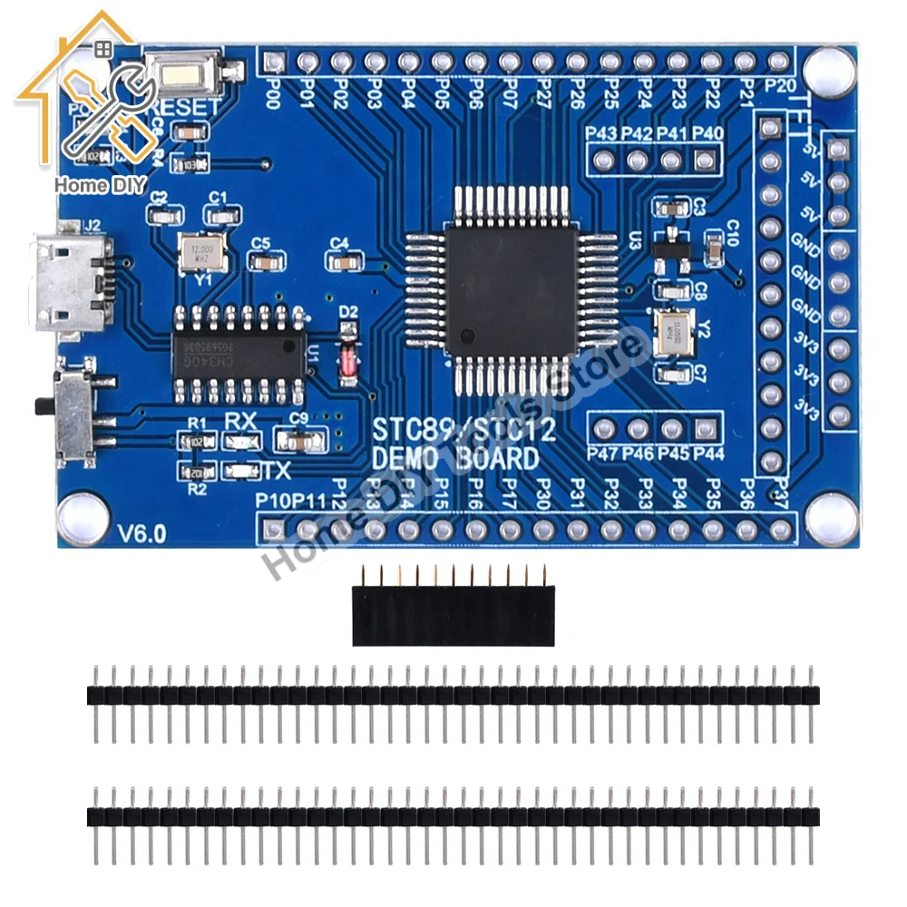 

Плата для разработки микросхем STC89C52RC, модуль 51 микроконтроллер, маленькая системная плата CH340 Micro USB, макетная плата