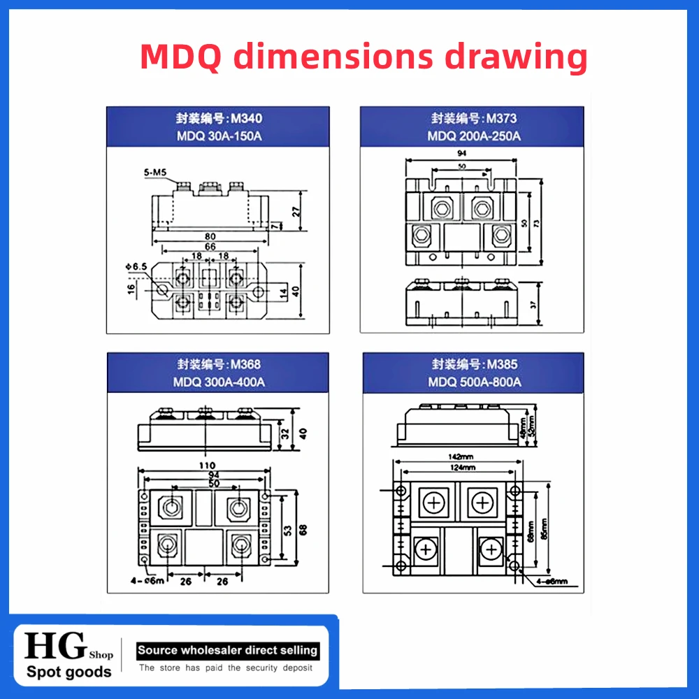 Diode Bridge Rectifier 100A MDQ100A-12V 24V 36V 48V 60V 220V 600V 800V 1000V 1200V 1600V MDQ100A single-phase rectifier bridge AC-DC module 100Amp 160 diode bridge rectifier electronic component rectifier diodes electrical rectifier diodes electrical diodes electrical component