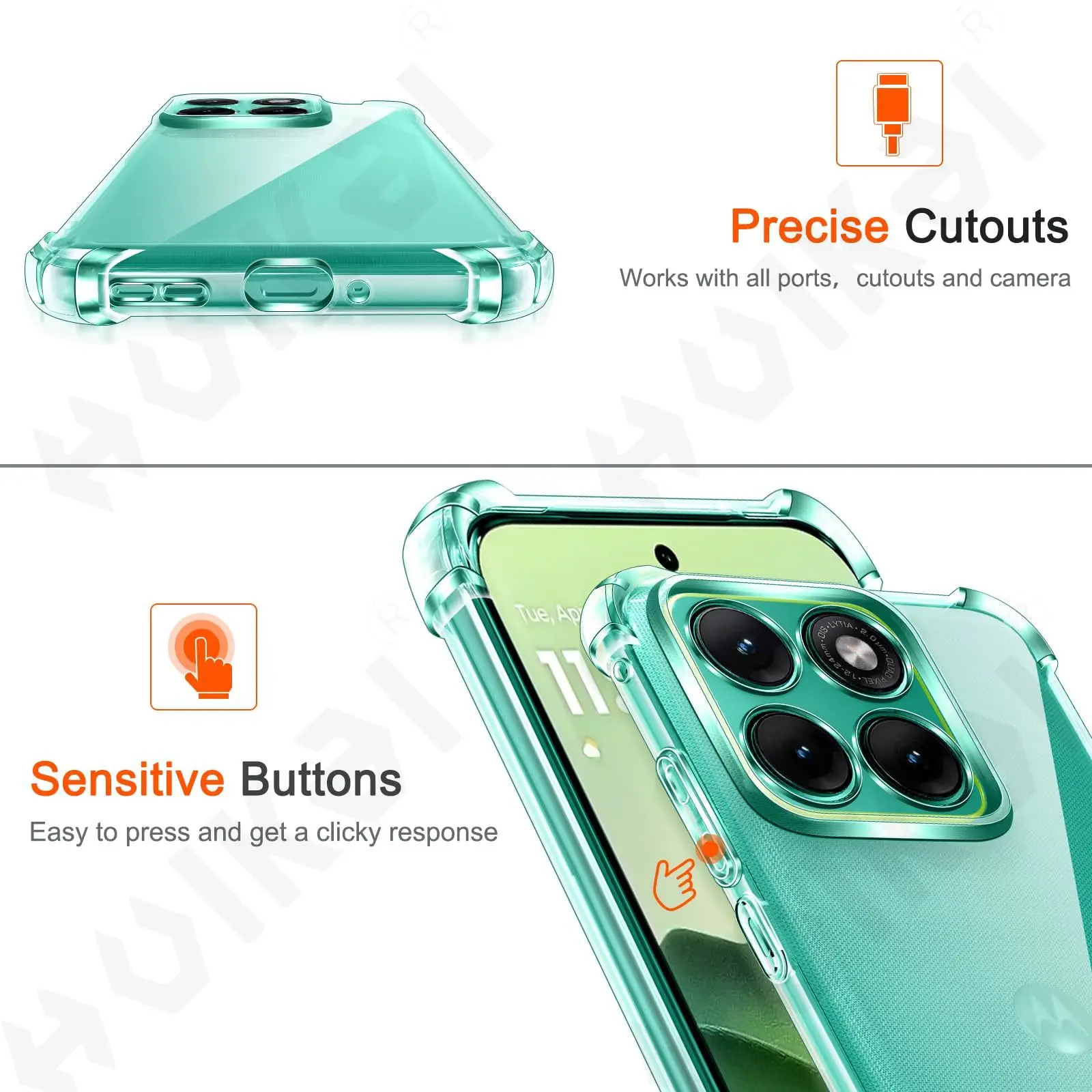 Transparent Soft TPU Case with Corner Bumper Cushion Protection