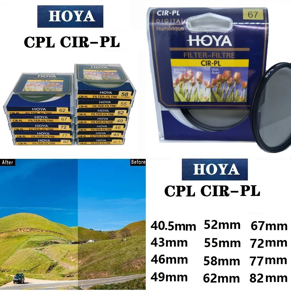 

HOYA CPL CIR-PL 49_52_58_62_67_72_77_82mm Ultra-thin Circular Polarizer Multi coating Filter for Nikon Canon Sony Camera Filter