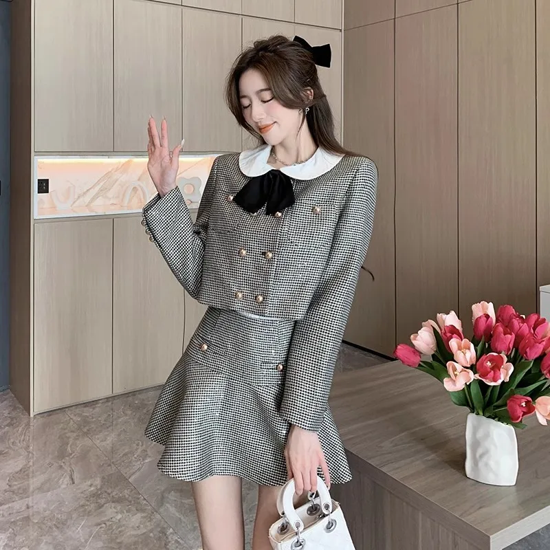 High Quality French Luxury Fashion Sequins Tweed Two Piece Set Women Short  Jacket Coat + Skirt Suits Small Fragrant 2 Piece Sets - AliExpress