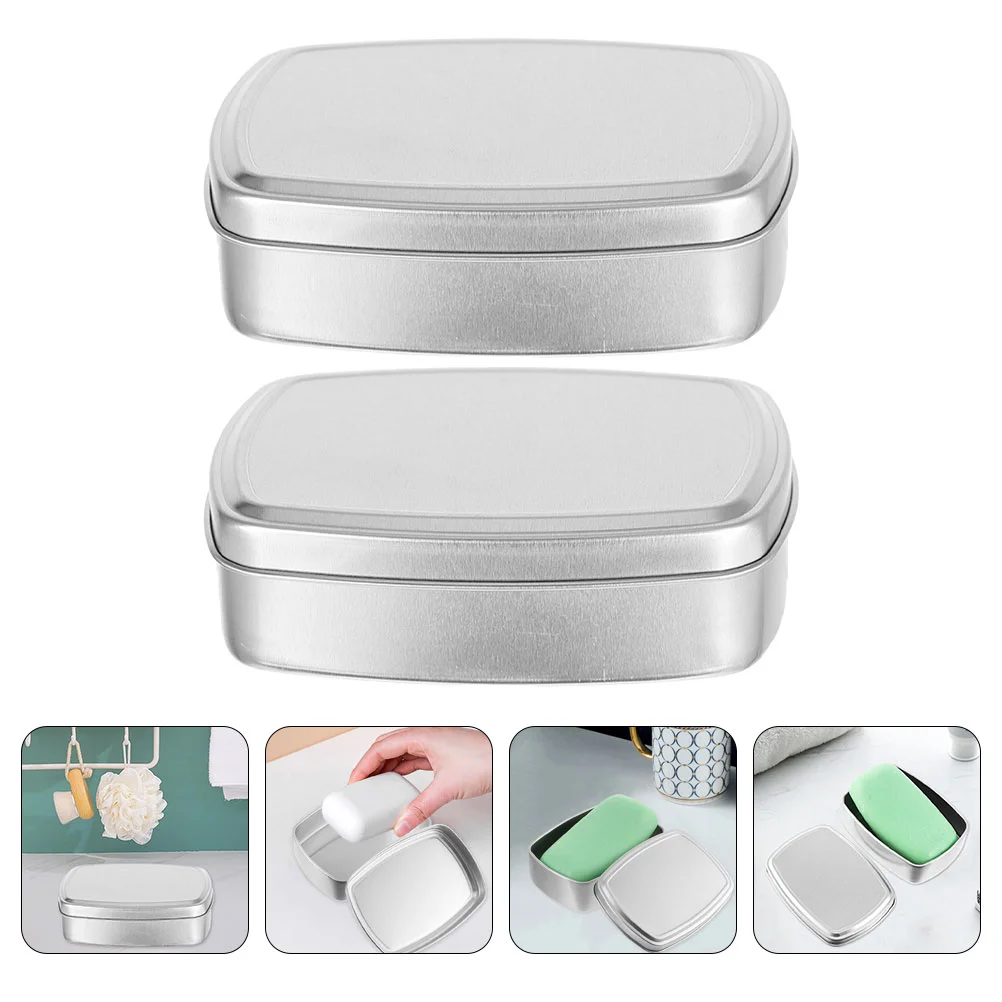 

Aluminum Soapdish Dish Sample Containers Tins Bar Holder Travel Cover Bamboo Empty Cans Small Metal