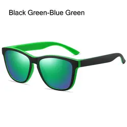 Polarized Mirrored Unisex Sunglasses with UV400 Protection - Stylish Classic Retro Design (Black Green - Blue)