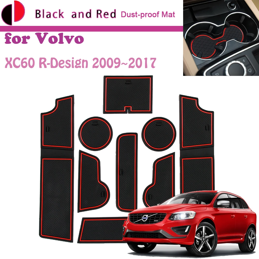 

Резиновый коврик для дверных пазов для Volvo XC60 R-Design 2009 ~ 2017 2010 2011 2012 2013 2014 2015 2016, подушка, слот для хранения ворот, подставка, пыленепроницаемый коврик, стикеры для автомобиля, коврик