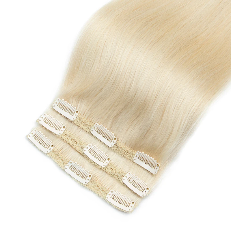 

MRS HAIR Straight Clip In Hair Extensions Human Hair Platinum Blonde Natural Real Human Hair Add Volume Non-Remy 3PCS/lot