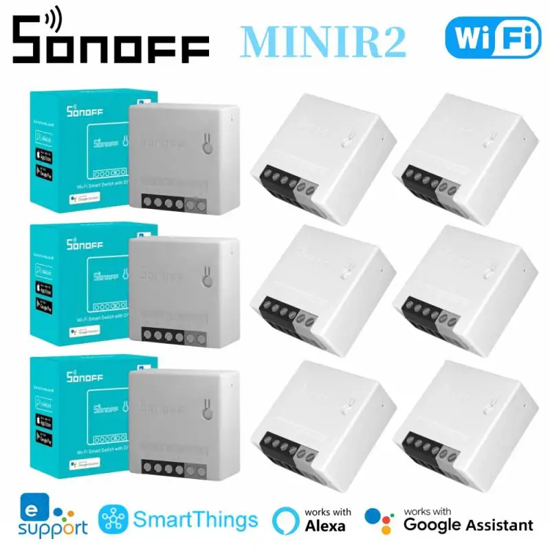 SONOFF MINIR2 WiFi DIY Mini Smart Switch 2 Way Module Switch Smart Home Wireless Remote Control Work with Ewelink Alexa Google smart switch