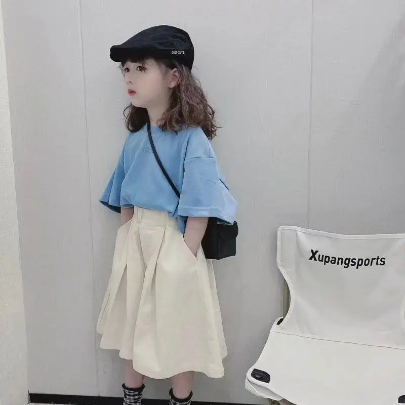 

Lovely Baby Girls Cotton Clothes Set 1-10 Years Soft Skin-friendly Children Tops Mini Above the Knee Pants Korean Style Shirt