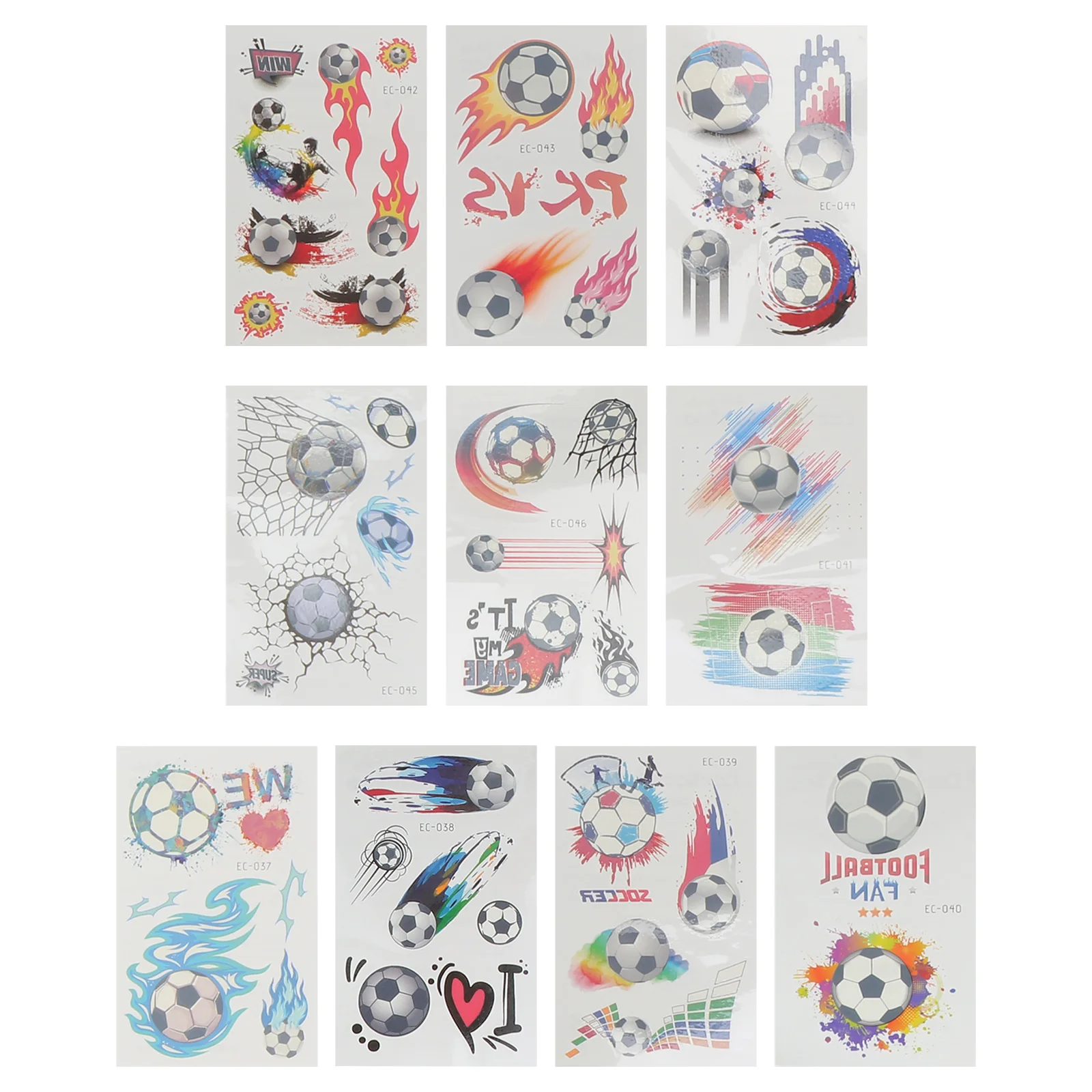 

10 Sheets Tattoo Stickers Football Tattoos Decal for Fan Kids Soccer Decals Sports Body