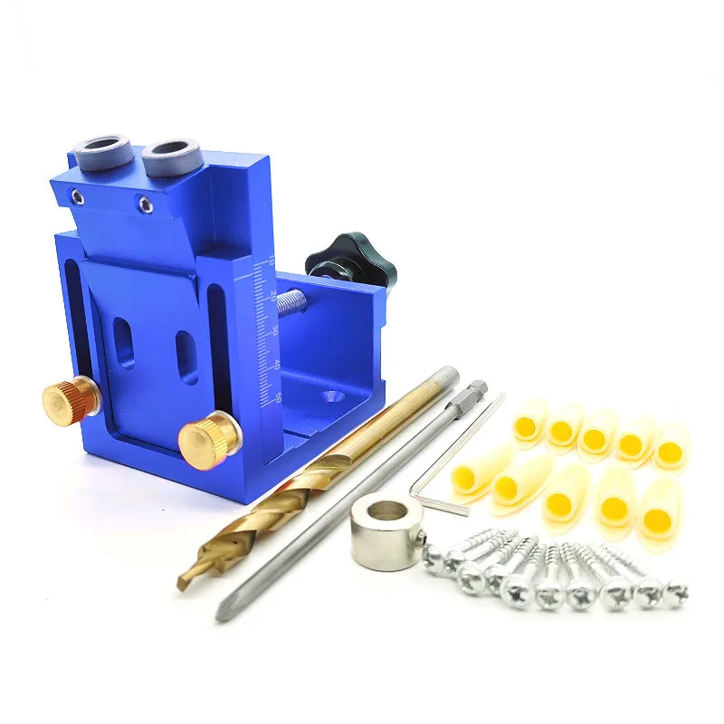 NEWPocketHoleDrillGuideDowelJigObliqueHoleLocatorDrillingKit