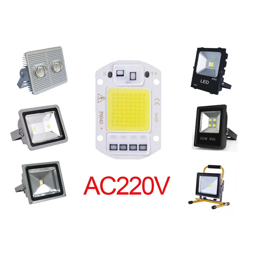 LED Flood Light LED COB Chip 20W 30W 50W AC 220V Smart IC No Need Driver LED Lamp Beads DIY Flood Light Spotlight floodlight outdoor chip light
