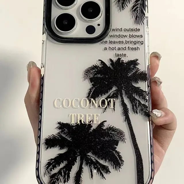 Coconut Tree Impact Clear Phone Case For iPhone16 15Pro 14 13Mini 12 11 XR 678 PLUS SE3 Xsmax Soft Cover Shell Protection 2