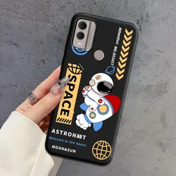 Charming Astronaut & Ice Cream Soft Silicone Matte Phone Case - Cute Cartoon Back Cover for Nokia C22 (HS-C0057)