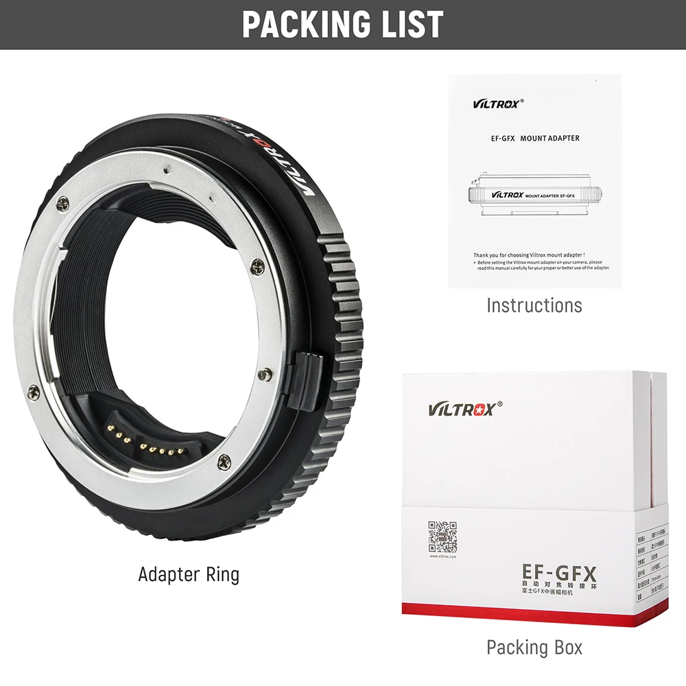 Viltrox EF-GFX Auto Focus Lens Adapter Ring for Canon EF EF-S Pro Lens to film