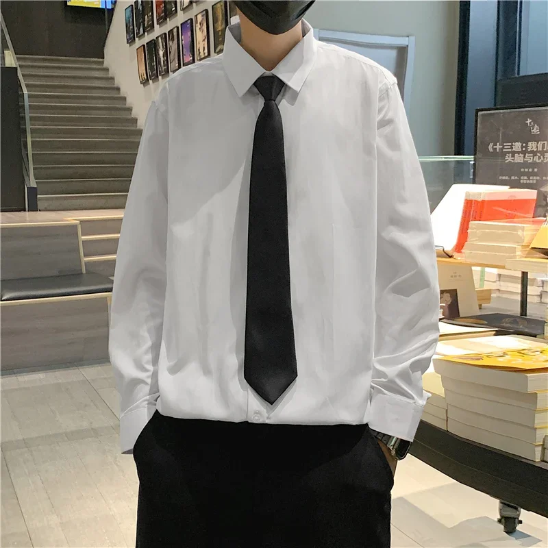 

2023 Spring Autumn Men Shirt Long Sleeve Fashion Solid Colors Shirts Mens Streetwear Loose Long Sleeve Clothes