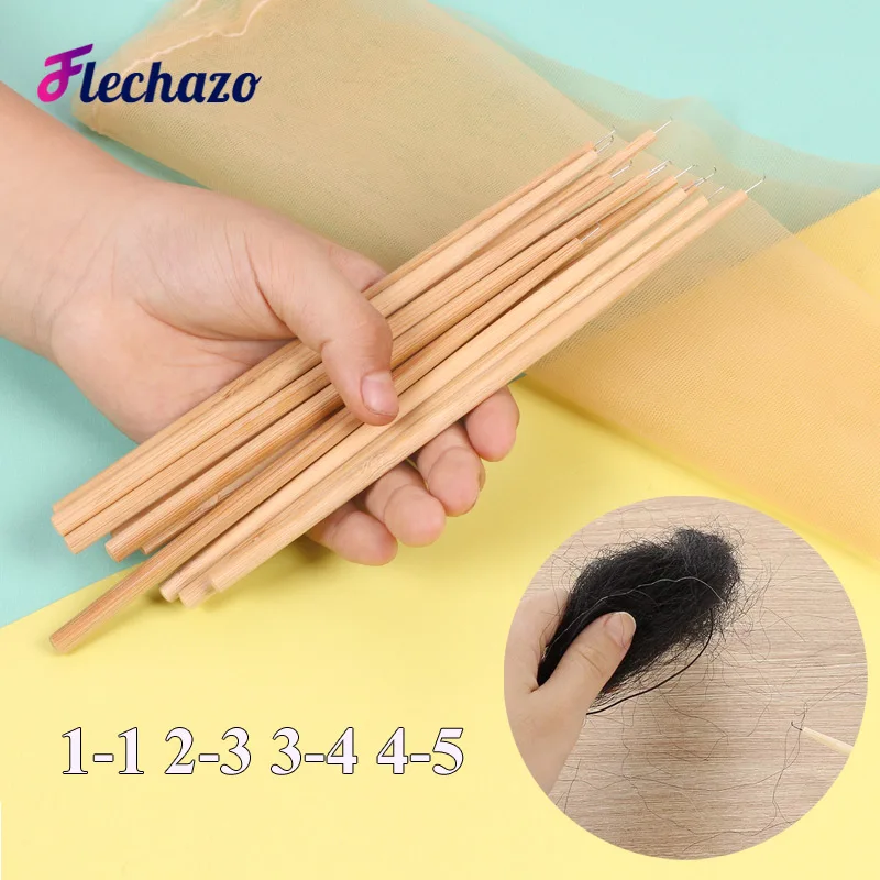 Professionals Wig Hook For Ventilate Lace Front Wigs Long Wooden Handle Needle With Holder Different 4 Sizes lace wig needles