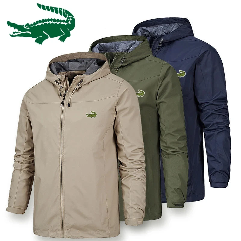 Spring and autumn new embroidered outdoor windproof waterproof mountaineering high quality men's zipper bomber hooded jacket