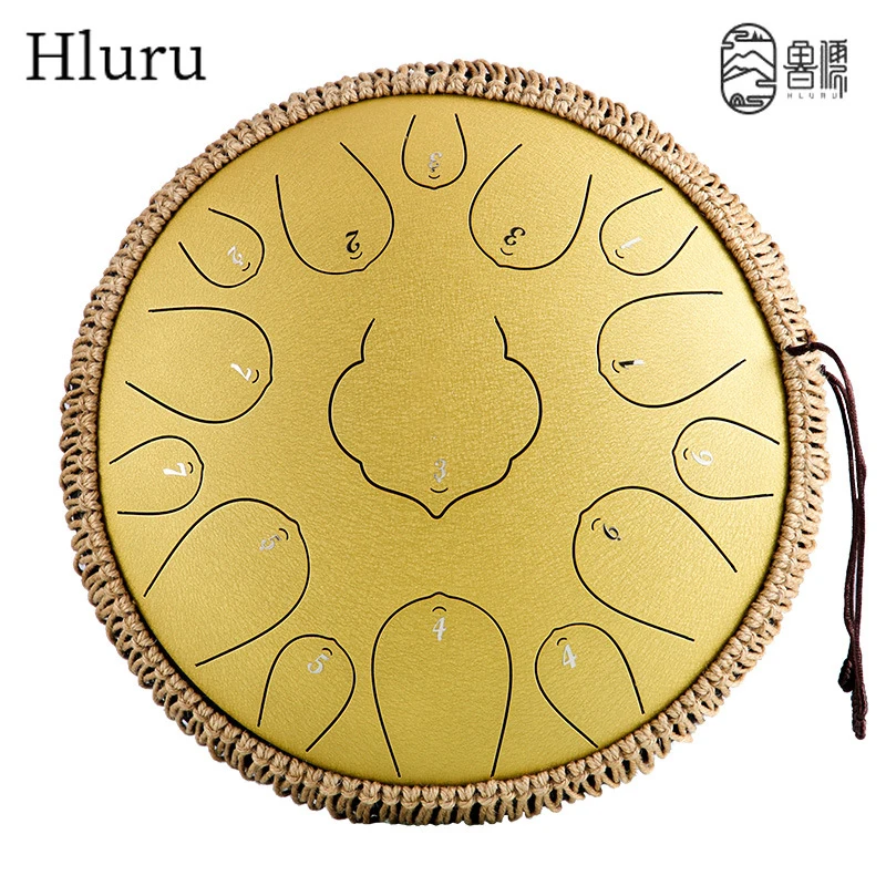 

HLURU Music Drum 14 Inch 15 Notes Glucophone Steel Tongue Drum 12 Inch 13 Notes C D Tone Ethereal Drum Percussion Instruments