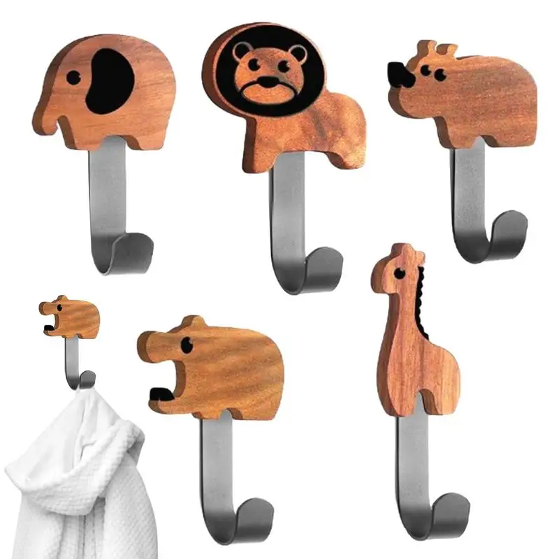 

Animal Coat Hooks Cartoon Wooden Animal Key Hook Decorative Wall Hooks For Room Decor Cartoon Key Holder For Nursery Bathroom