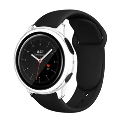 Universal 20mm Strap and Protective Case with Screen Bumper for Galaxy Watch 5 44mm (Clear Black)