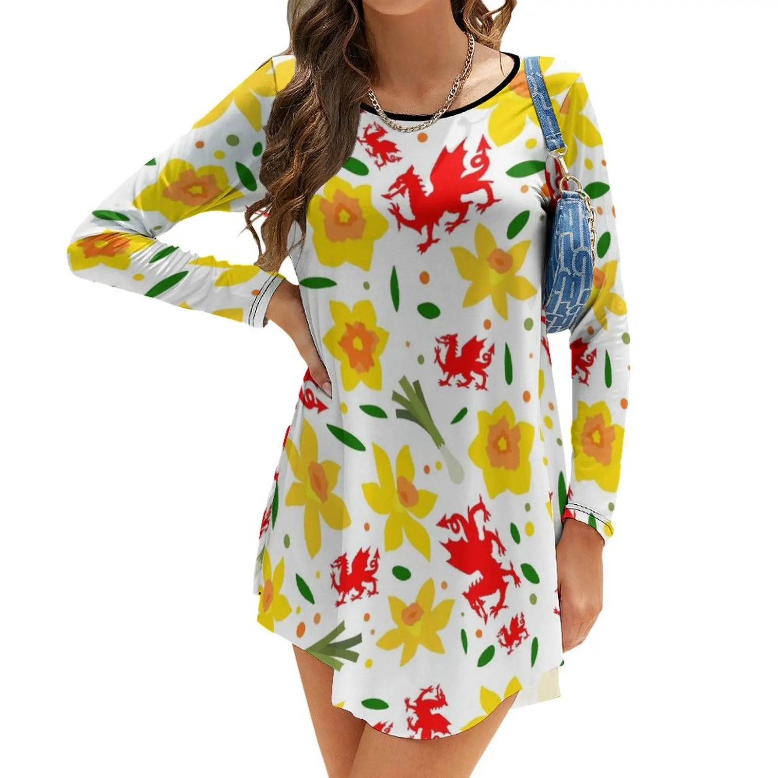 

Платье с цветочным узором Уэльского дракона, вечернее платье с длинным рукавом, Дамское модное платье подружки невесты