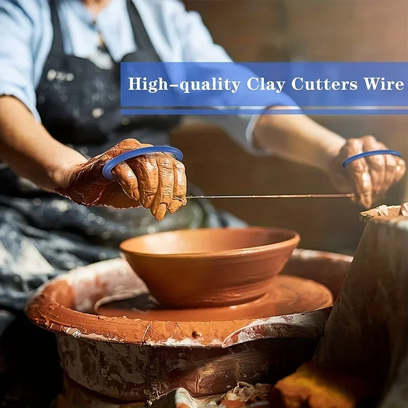 1pc Clay Cutter Wire Wire Clay Cutter Cutting Pottery Tool With Black And Blue Plastic Handle Artist Cheese Dough Cutting