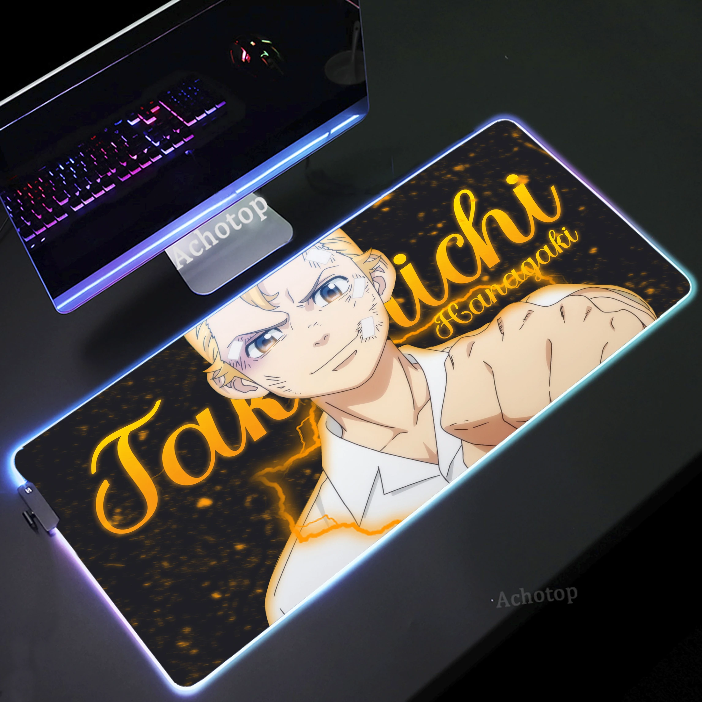 

RGB Mouse Pad LED Gaming Mousemat Tokyo Revengers Large Desk Mat Speed Rubber Keyboard Pads XXL Pc Gamer Accessoires Mousepad