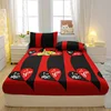 1 Simple Modern Heart-Shaped Printed Matte Fitted Sheet, Bedroom Printed Bed Cover, Bedding (Excluding Pillowcases) 3