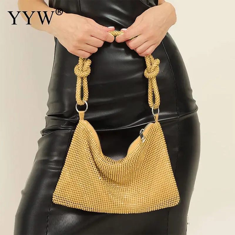 Chic Sparkly Evening Handbag Bling Shiny Rhinestones Women Clutch Bag Luxury Designer Underarm Shoulder Party Wedding Purses