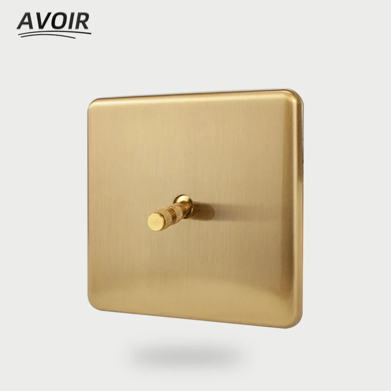 Avoir Wall Light Switch Gold Brass Toggle Switch 2 Way Dual Dimmer