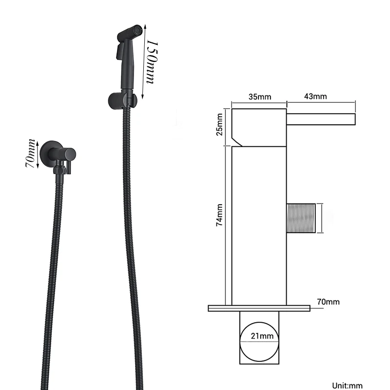 Bathroom Bidet Faucet Strong Pressure Shower Tap Clean Washer Mixer Muslim Hot$Cold Water Mixer Square Shower Sprayer Head Crane 2